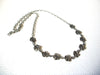 Metal Roses Flowers Antiqued Silver Toned Vintage Necklace 123020