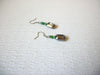 Vintage Silver Green Glass Dangle Earrings 121816