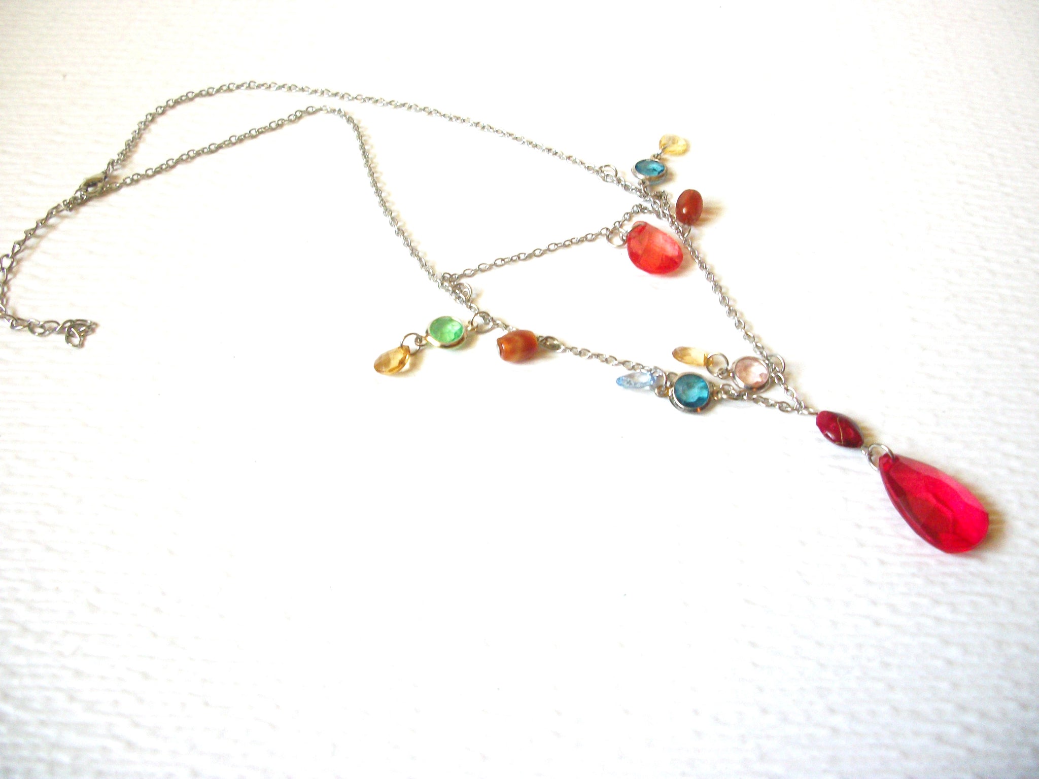 Retro Colorful Tear Drop Acrylic Necklace 60116