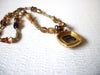 Vintage Gold Toned Amber Honey Gold Pendant Glass Necklace 122916