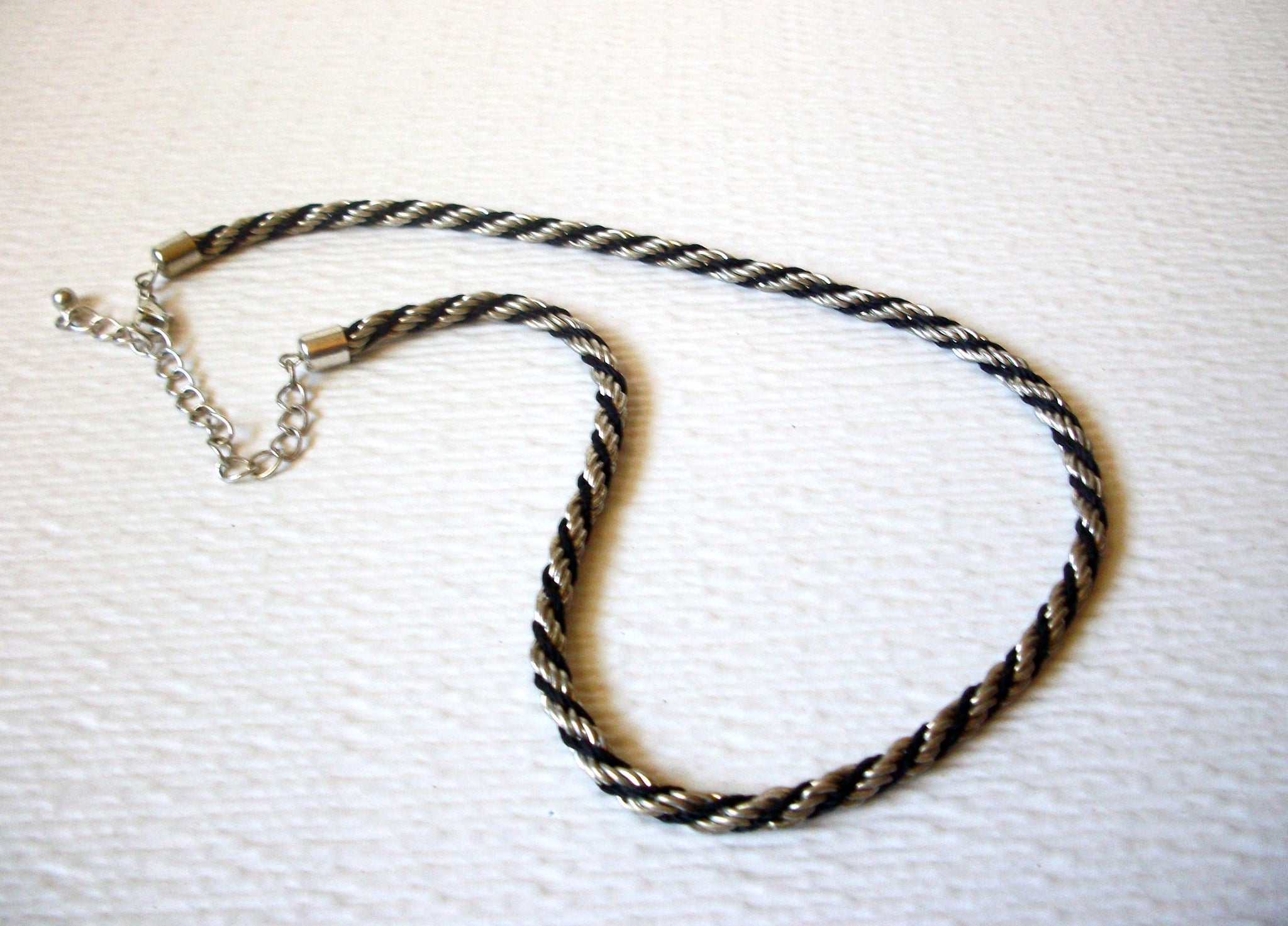 Retro Black Silver Rope Necklace 123120