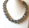 Stamped CJ Silver Toned Glass Twisted Design 20" Necklace 82017