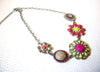 Vintage Designer Flower Bejeweled Rhinestone Necklace 123120