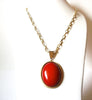 Retro Gold Orange Toned Cabochon Pendant Necklace 122820