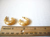 Vintage Earrings Gold Toned Intertwining Band Golden Yellow Shimmer Lucite Thicker Hoop 1 1/8" Long 62617