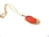 Retro Gold Orange Toned Cabochon Pendant Necklace 122820