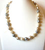 Retro Faux Pearl Pale Gray White Gold Toned Necklace 123120