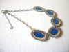 Retro 1980s Silver Blue Rhinestone Necklace 91517