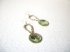 Gold Toned Faceted Green Clear Rhinestone Long Dangle Earrings 92717