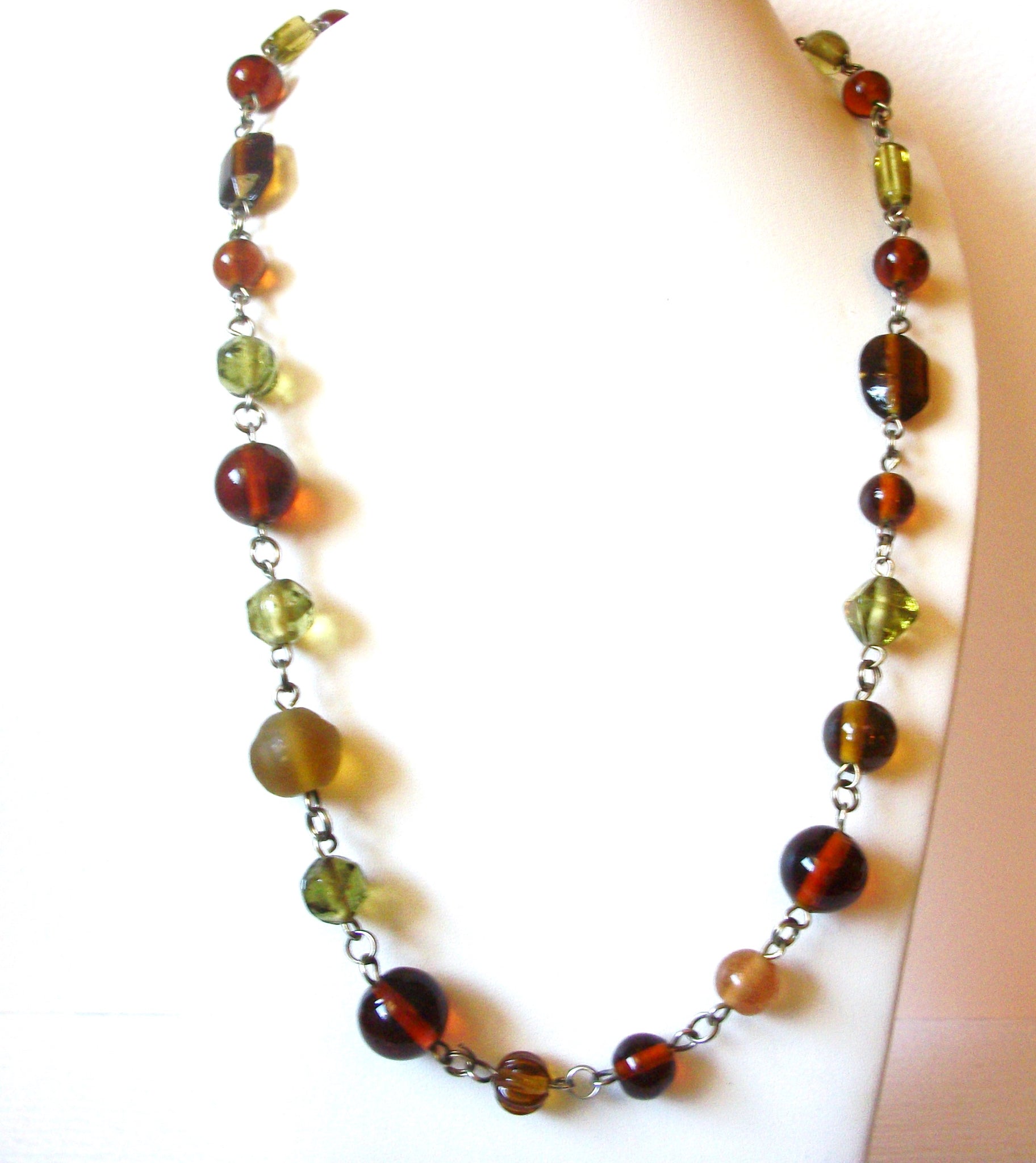 Retro Translucent Hand Made Glass Necklace 123120