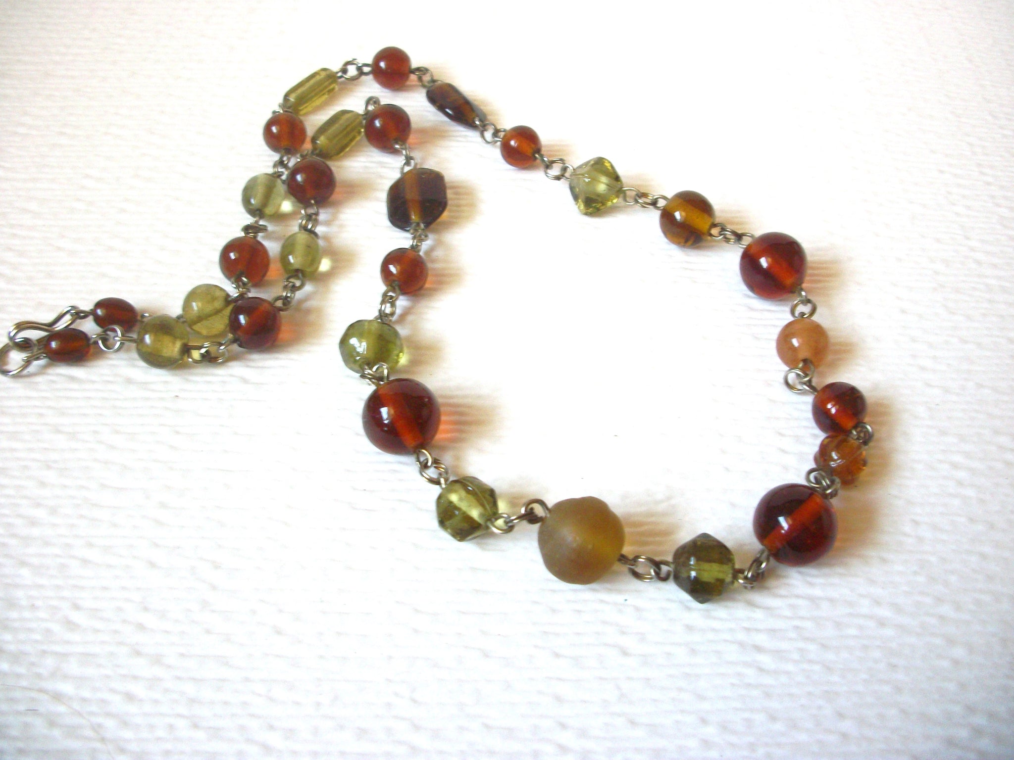 Retro Translucent Hand Made Glass Necklace 123120