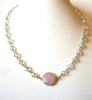 Clear Czech Crystal Rose Quartz Pendant Necklace 123120