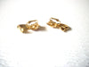 Retro Enameled Gold Toned Flower Clip On Earrings 123116