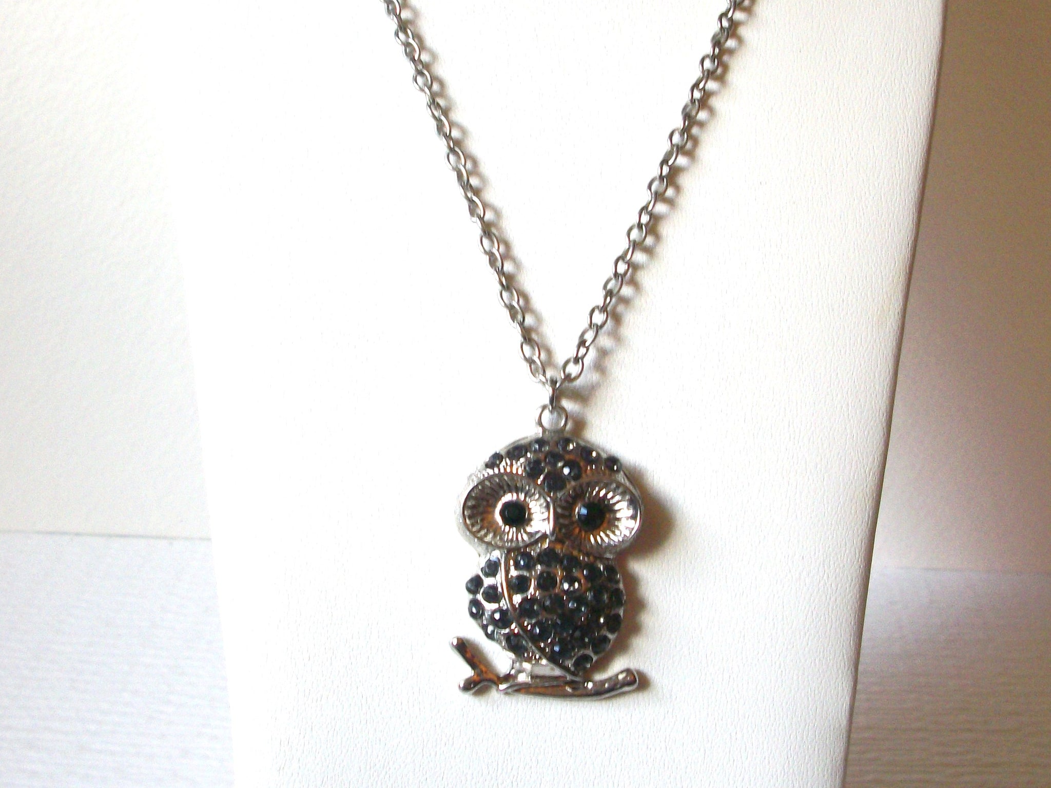 Owl Black Rhinestone Retro Necklace 123020