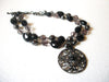 Mad Woman Chunky Silver Plum Black Rhinestone Pendant Necklace 91517