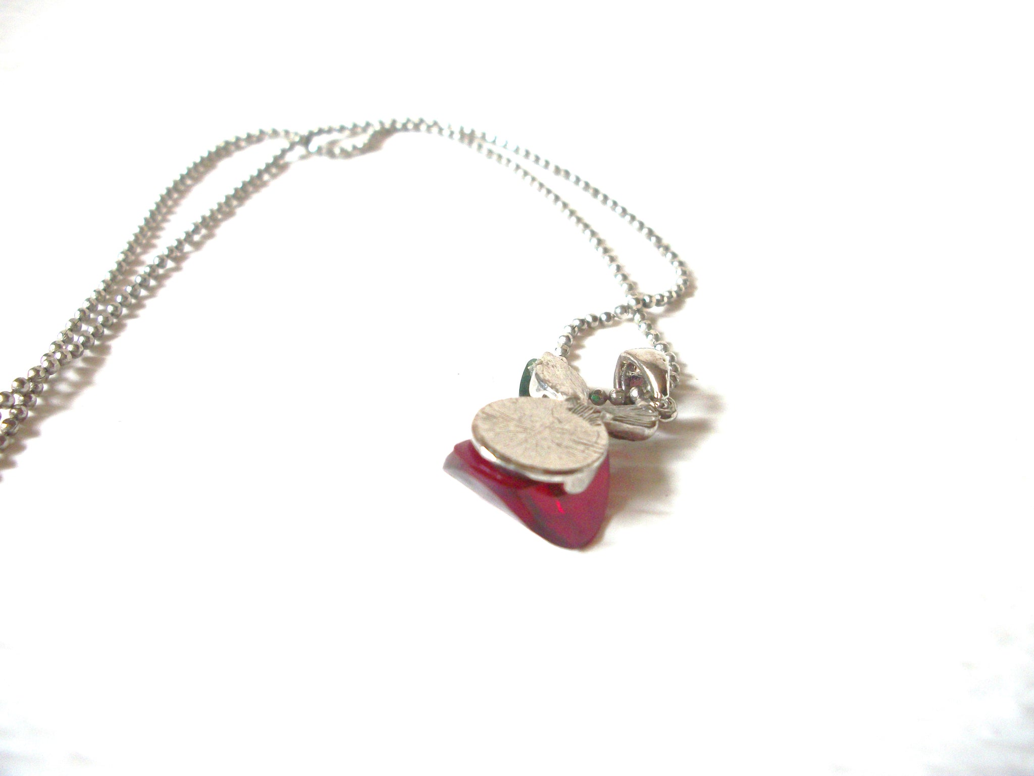 Dainty Silver Toned Bead Chain Fruit Necklace 82217