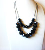Retro Black Czech Glass Necklace Earrings Set 010121