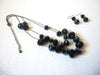 Retro Black Czech Glass Necklace Earrings Set 010121