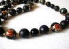 RARE JAPAN Black Gold Toned Cloisonne Flower 1950s Vintage Necklace 91017