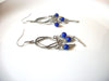 Vintage Southwestern Theme Cobalt Blue Glass Earrings 82017