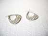 Retro Silver Tone Filigree 1980s Dangle Earrings 61518