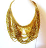 Vintage 1950s Gold Toned Micro Glass Beads Swag Necklace 60116