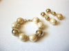 Chunky Faux Pearl Gold Toned Bracelet Long Dangling Earrings Set 010121