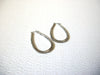 Retro Silver Toned Rhinestone Oval Hoop Earrings 123020
