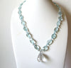 Clear Pale Blue Translucent Glass Vintage Necklace 122920