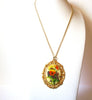 Vintage 1950s Gold Toned Flower Pendant Necklace 60116