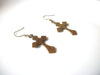 Vintage 1950s Oxidized BRASS Cross Earrings 92816