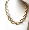 Vintage Designer Gold Toned Hammered Metal Links Necklace 9617