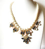 Retro Faux Pearl Prong Set Rhinestone Necklace 60116