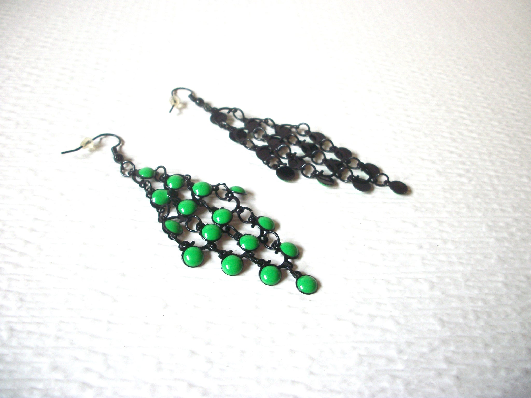 Retro Black Green Chandelier Earrings 62218