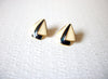 Retro Off White Dark Blue Gold Toned Modern Earrings 91317