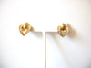 Vintage AVON Small Gold Toned Heart Clear Rhinestone Stud Earrings 92216