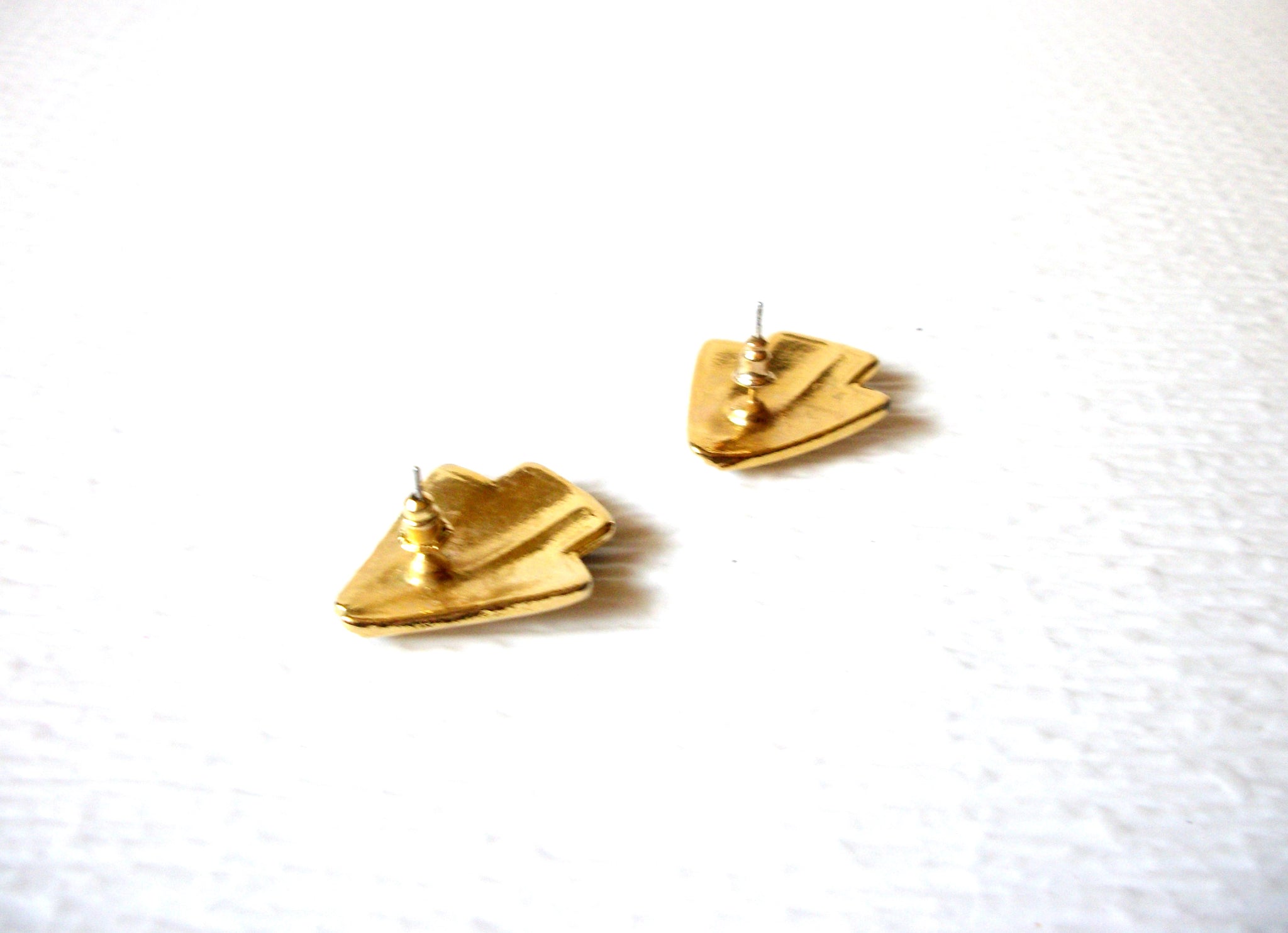 Retro Off White Dark Blue Gold Toned Modern Earrings 91317
