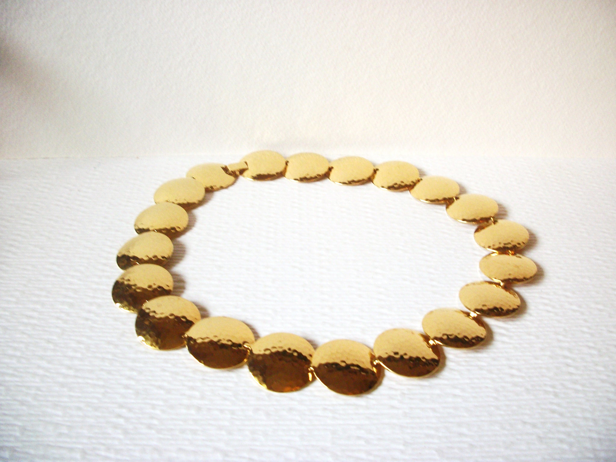 Vintage Gold Toned Hammered Metal 18" Necklace 122916