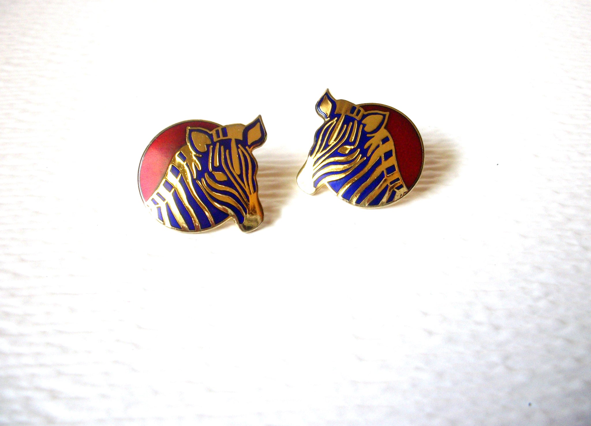 MEOW Vintage Cloisonne Zebra Earrings 122120