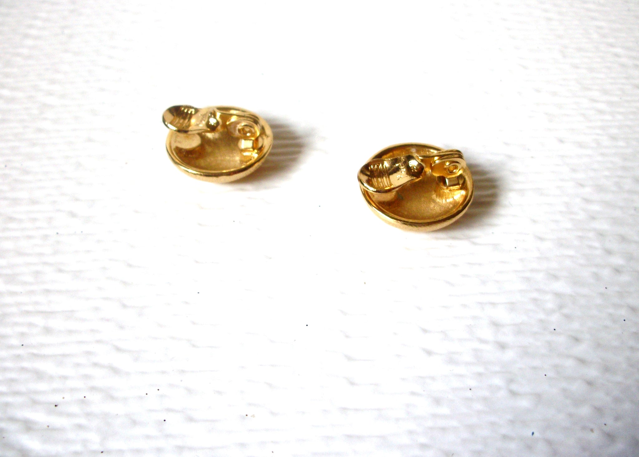 MONET Gold Toned Textured Dome Vintage Clip On Earrings 122120