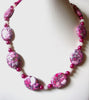 Pink Jasper Mosaic Beads Polished Necklace Earrings Set 122620