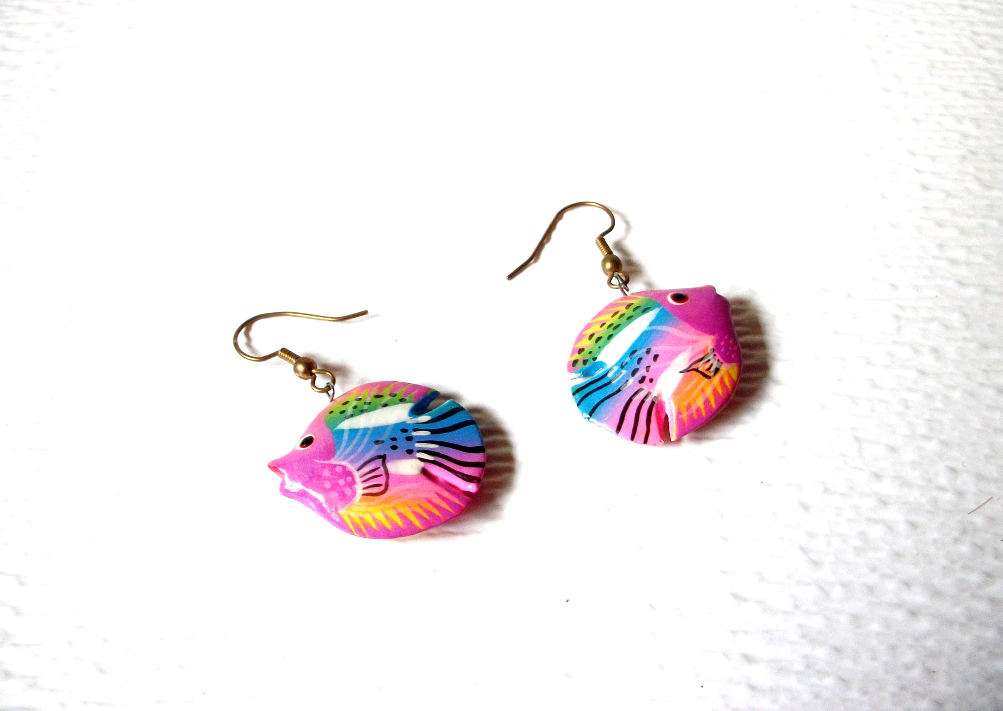 Bohemian Colorful Wood Fish Earrings 122420