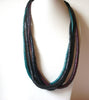 Bohemian 1980s Wood Black Teal Purple Wood Necklace 122420