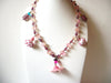 Hand Made Pink White Czech Glass Murano Lamp Work Necklace 122420