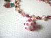 Hand Made Pink White Czech Glass Murano Lamp Work Necklace 122420