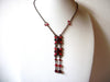 Copper Toned Red Rhinestones Floral Necklace 122620