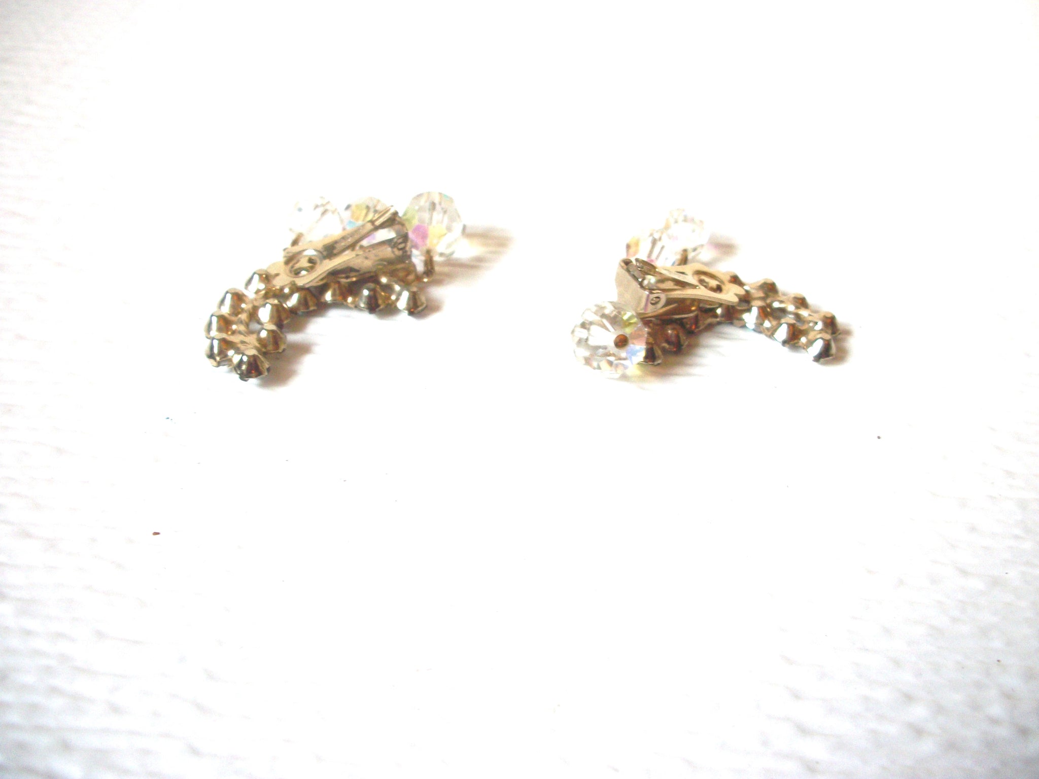 Vintage VOGUE Runway AB Crystal Clip On Earrings 122720