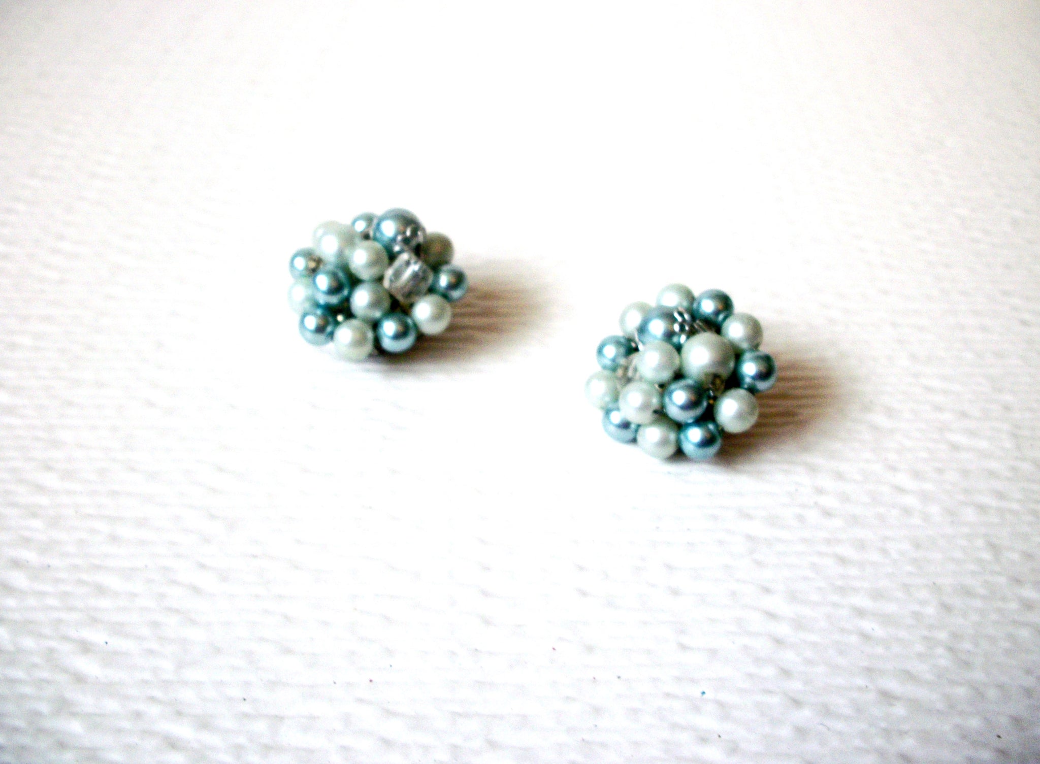 JAPAN Vintage Glass Cluster Clip on Earrings 122720