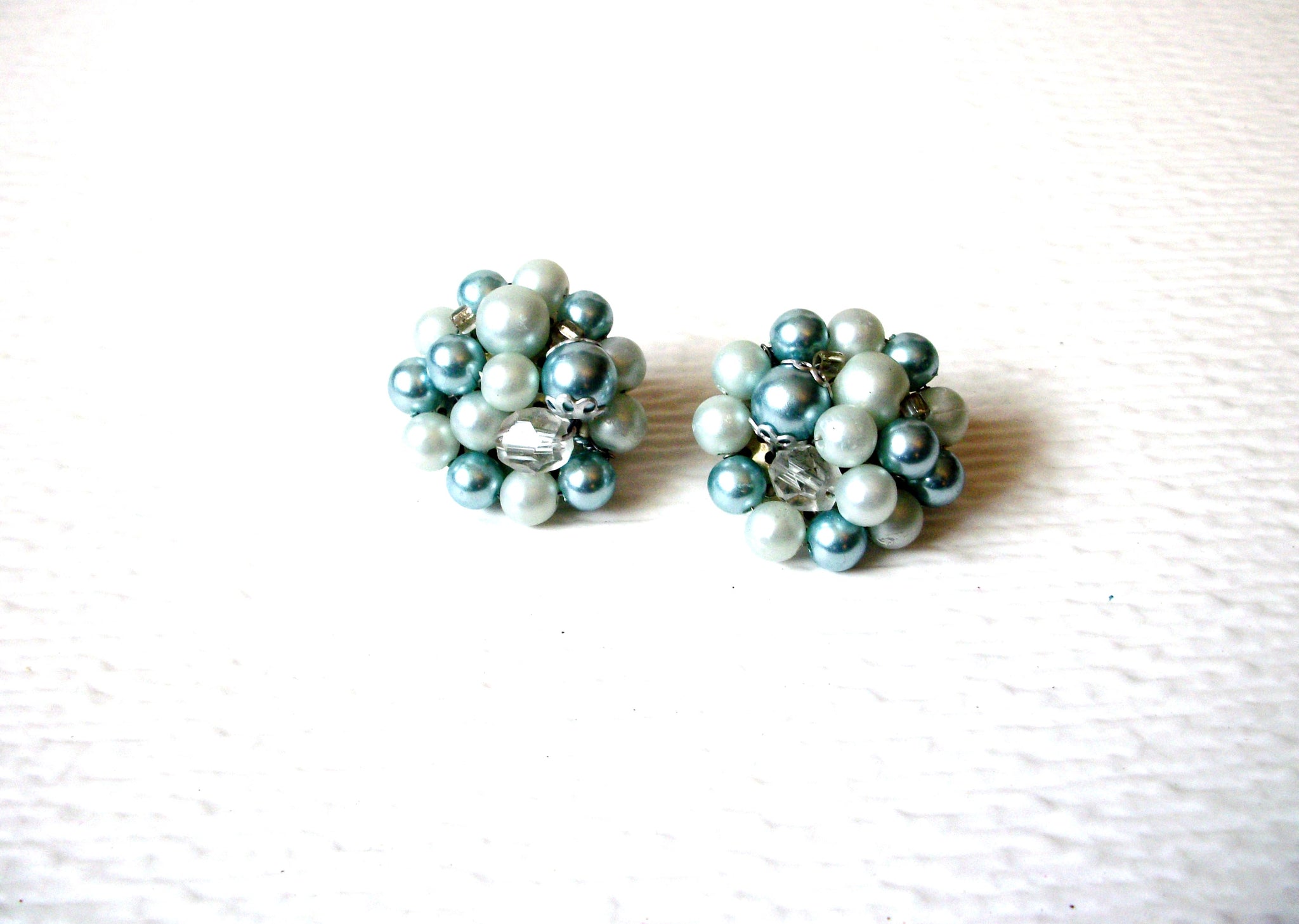 JAPAN Vintage Glass Cluster Clip on Earrings 122720