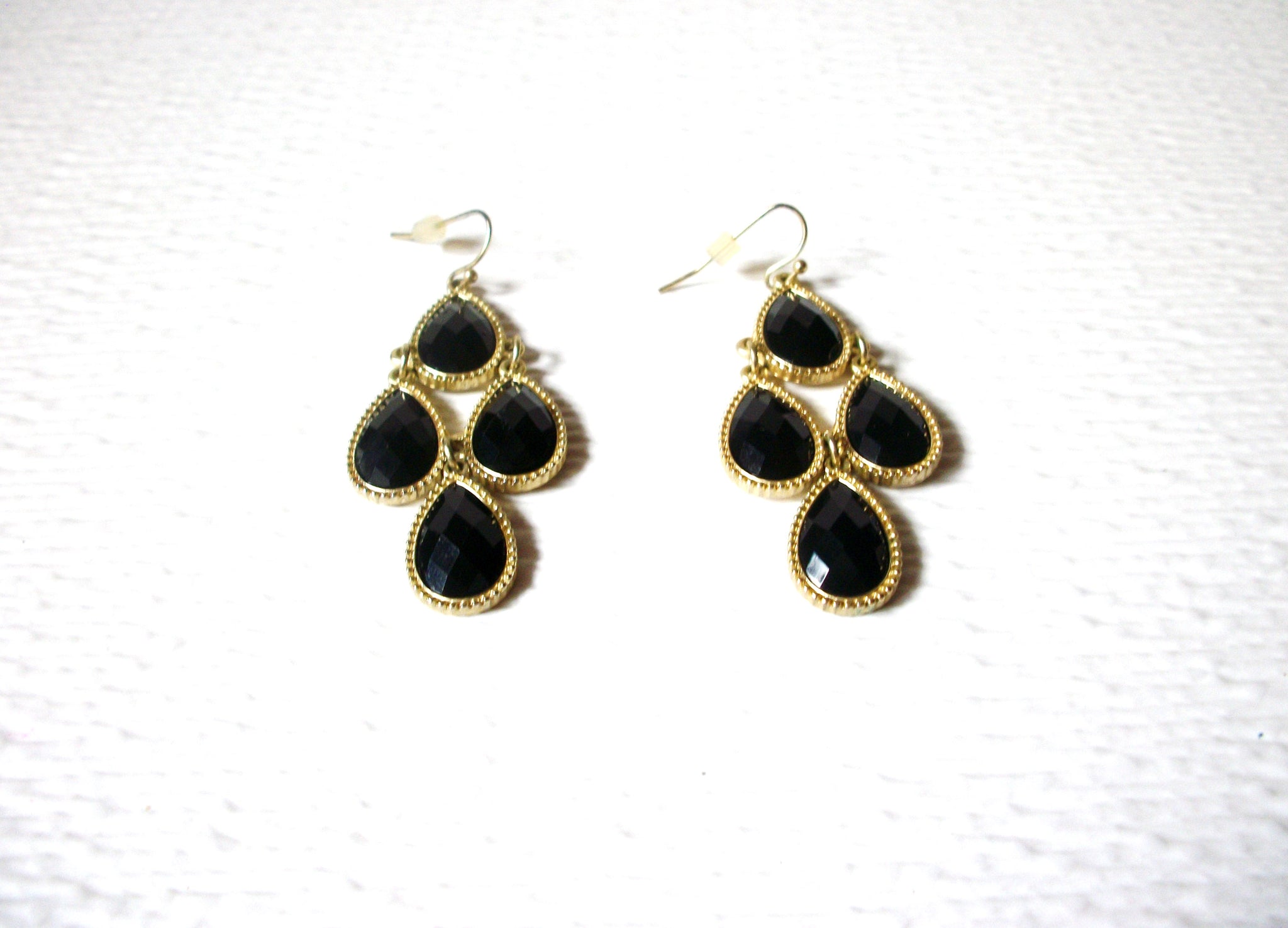 Retro Gold Black Chandelier Earrings 122820